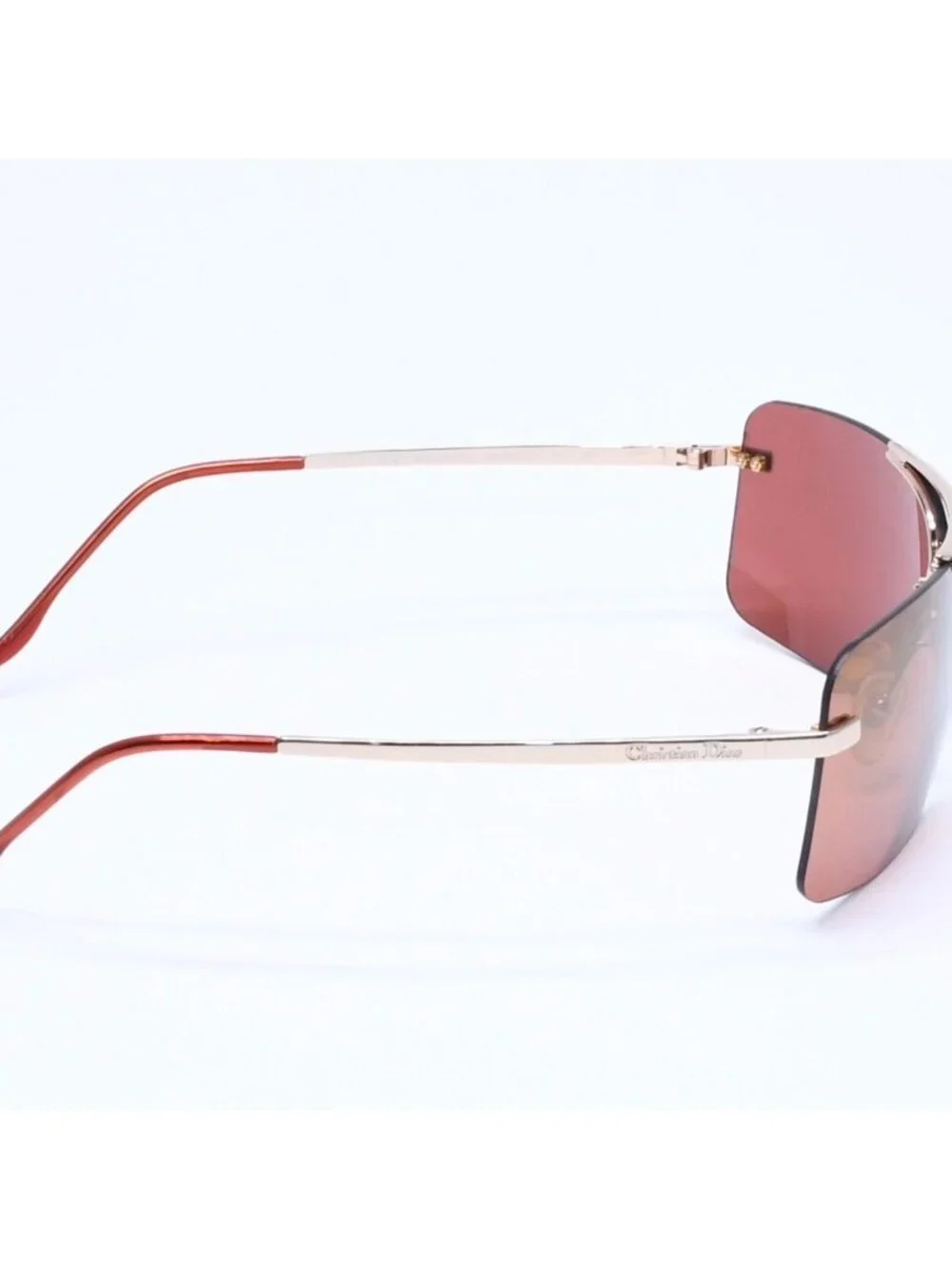 Dior Mini Motard Rimless Sunglasses Eyewear 36c Red Gold